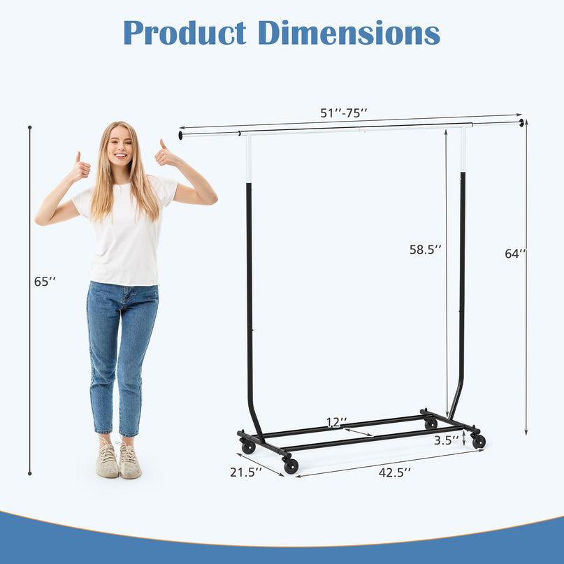Giantex Heavy-Duty Rolling Clothing Rack for Hanging Clothes