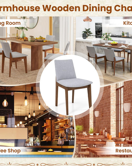 Giantex Upholstered Dining Chairs Set of 2/4, Linen Fabric Wooden Kitchen Chairs w/Rubber Wood Frame