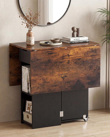 Table à manger pliante Giantex 47,5 po avec étagère de rangement à 2 niveaux et tiroir