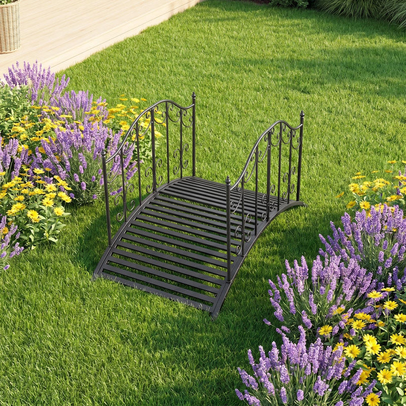 Giantex 4 FT Metal Garden Bridge | 330 lbs Capacity Outdoor Landscape Bridges