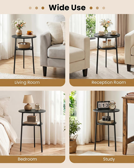 Giantex 2-Tier Round Side Table w/Metal Frame (1/2)