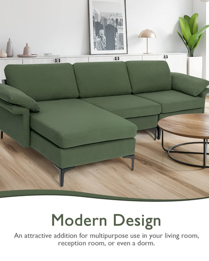 Giantex 100.5" L Convertible Sofa Couch, 3-Seat Sectional Sleeper with USB Ports & Socket