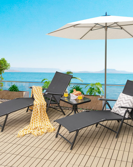 Outdoor Sunbathing Chair W/ 5-Position Backrest | Patio Lounge Chair