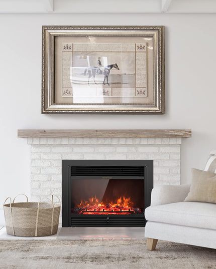 Giantex 28.5" Electric Fireplace Insert Recessed Mounted with 3 Color Adjustable Flames