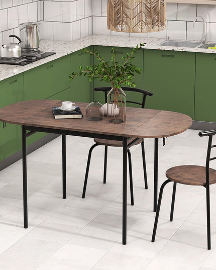 Giantex 3-Piece Dining Table Set for 2 - Kitchen Table Chair Set with 55” Drop Leaf Dinner Table, Dining Chairs