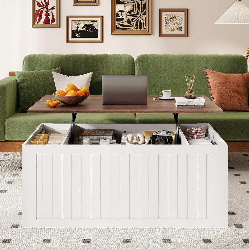 Giantex 47" Farmhouse Lift Top Coffee Table with Storage