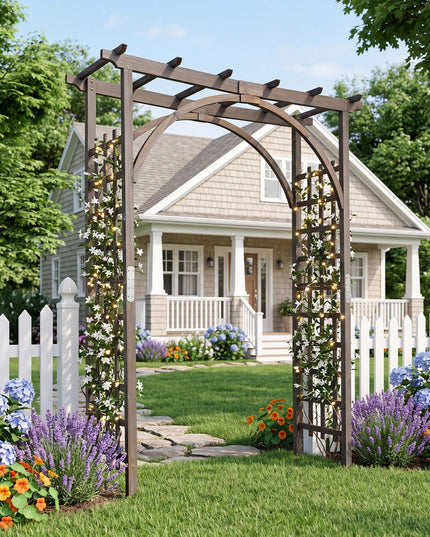 Giantex 213 cm Garden Arch Trellis with Flat Top for Climbing Plants