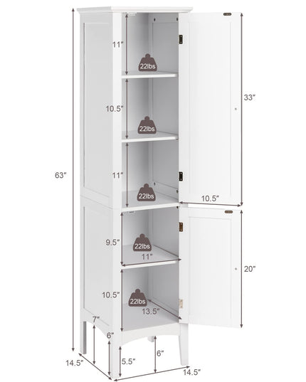 Storage Cabinet Bathroom High Cabinet with 5 Tier Shelves