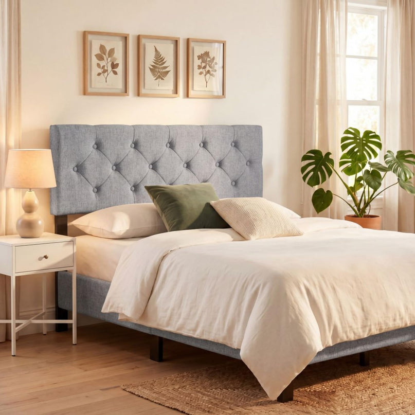Giantex Linen Upholstered Headboard with Wood Support Legs