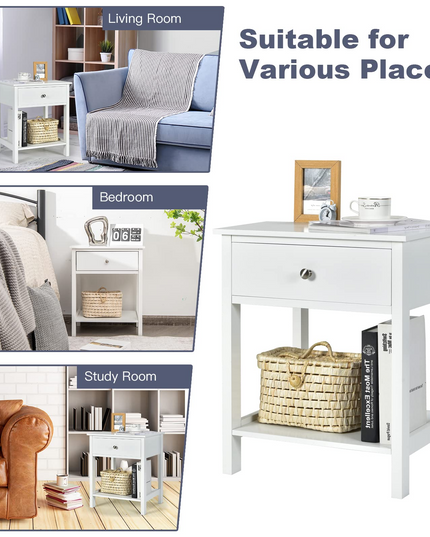 Multifunctional Bedside Sofa Side Table, Accent Home Furniture w/Stable Frame