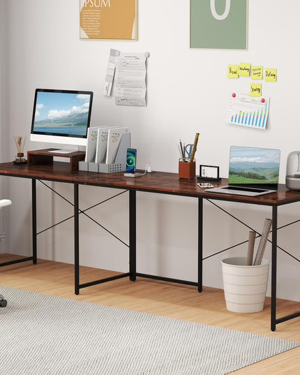 59 Inch Reversible Corner Desk with Power Outlet and USB Ports & Monitor Stand