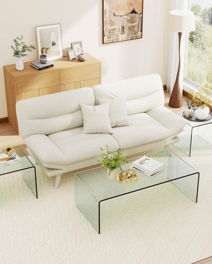 Giantex Tempered Glass Coffee Table Set of 3 Modern Living Room Tables Set for Small Spaces