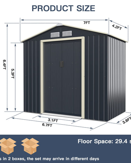 Outdoor Storage Shed with Double Sliding Door