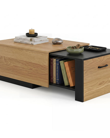 Giantex Modern Rectangle Extendable Coffee Table with Concealed Storage Compartment