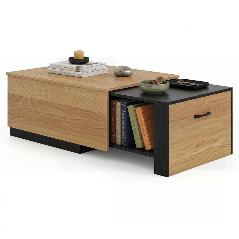 Giantex Modern Rectangle Extendable Coffee Table with Concealed Storage Compartment
