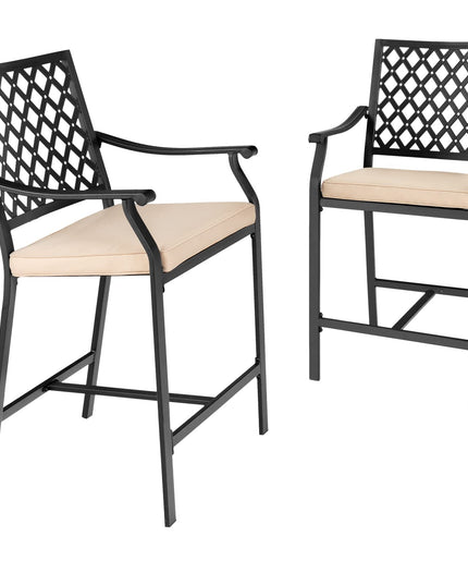 Set of 2 or 4 Patio Bar Chairs Outdoor High Chairs with Cushion Metal Bistro Stool