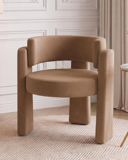 GIANTEX Modern Velvet Barrel Accent Chair with Thick Seat (1/2)