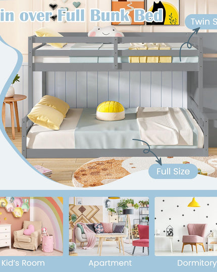 Giantex Bunk Bed with Stairs with Storage Staircase & Full-Length Guardrails