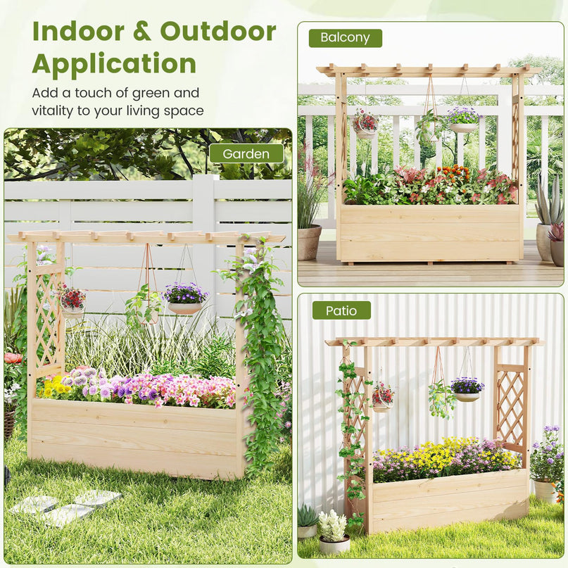 Giantex Freestanding Garden Planter Raised Bed for Flowers Herbs ( 45”x16”x41” )