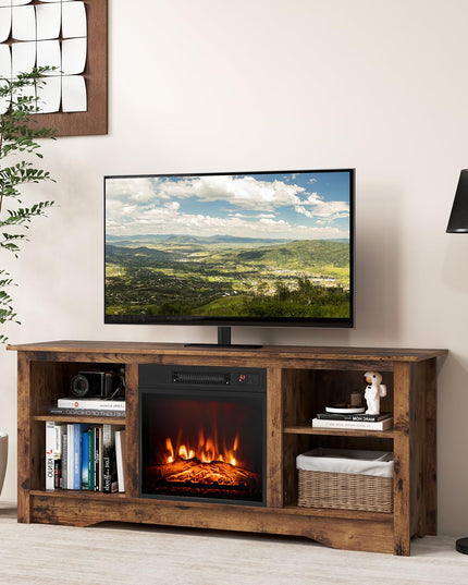 Giantex 58" TV Stand for Living Room 65" TV - Fireplace TV Cabinet for 18" Electric Fireplace (Not Included)