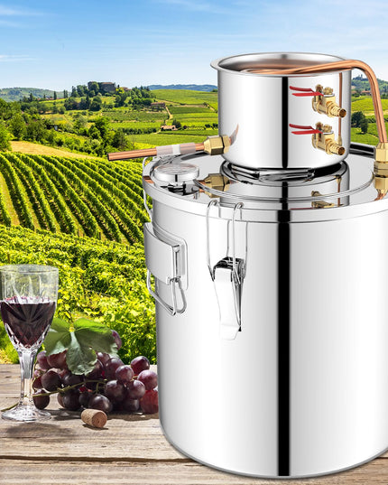 Giantex 5 or 10 Gal Alcohol Still,2 Pots Stainless Steel Alcohol Still, Multi-purpose Home Brewing Kit for DIY Whiskey, Brandy, Beer, Silver