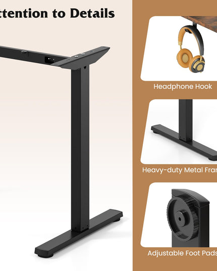 Pieds de bureau réglables électriques Giantex pour plateau de 100 à 120 cm