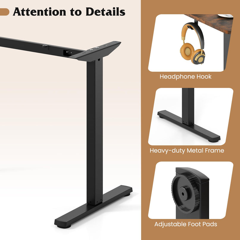 Pieds de bureau réglables électriques Giantex pour plateau de 100 à 120 cm