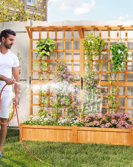 Giantex Large Raised Garden Bed with Trellis and Roof