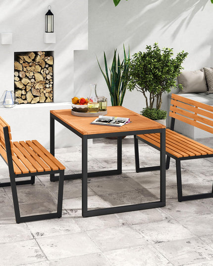 Giantex 43"×22"×33" Acacia Wood Patio Loveseat with Backrest | 800 lbs Weight Capacity