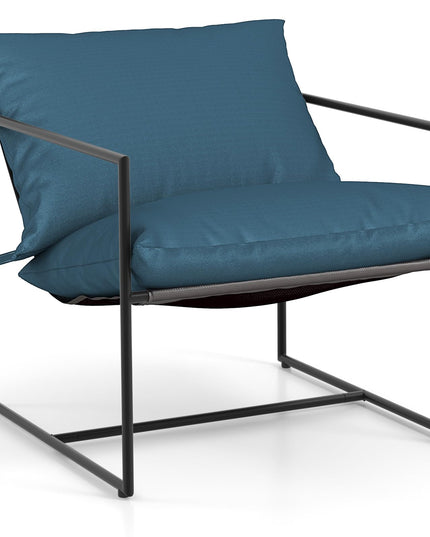 Giantex Accent Chairs for Living Room - Metal Framed Armchair with Removable Sponge Cushion, Sling Accent Chair Set of 2