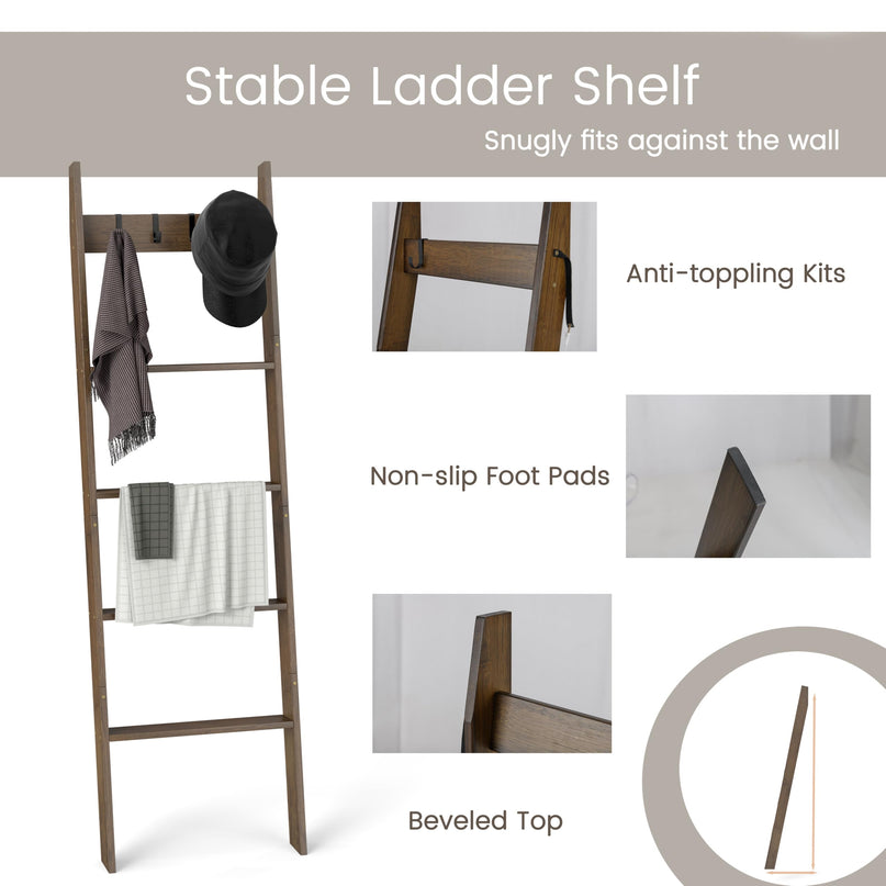 Giantex Bamboo Blanket Ladder