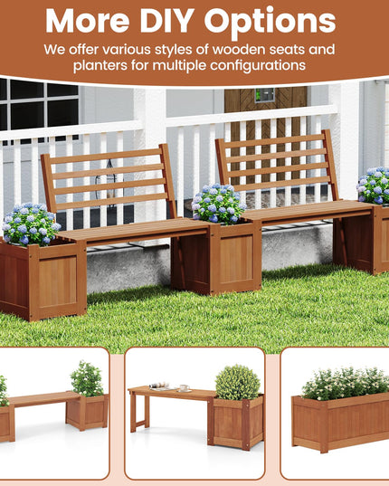 Giantex 2 in 1 Outdoor Bench with Backrest & 2 Raised Garden Beds