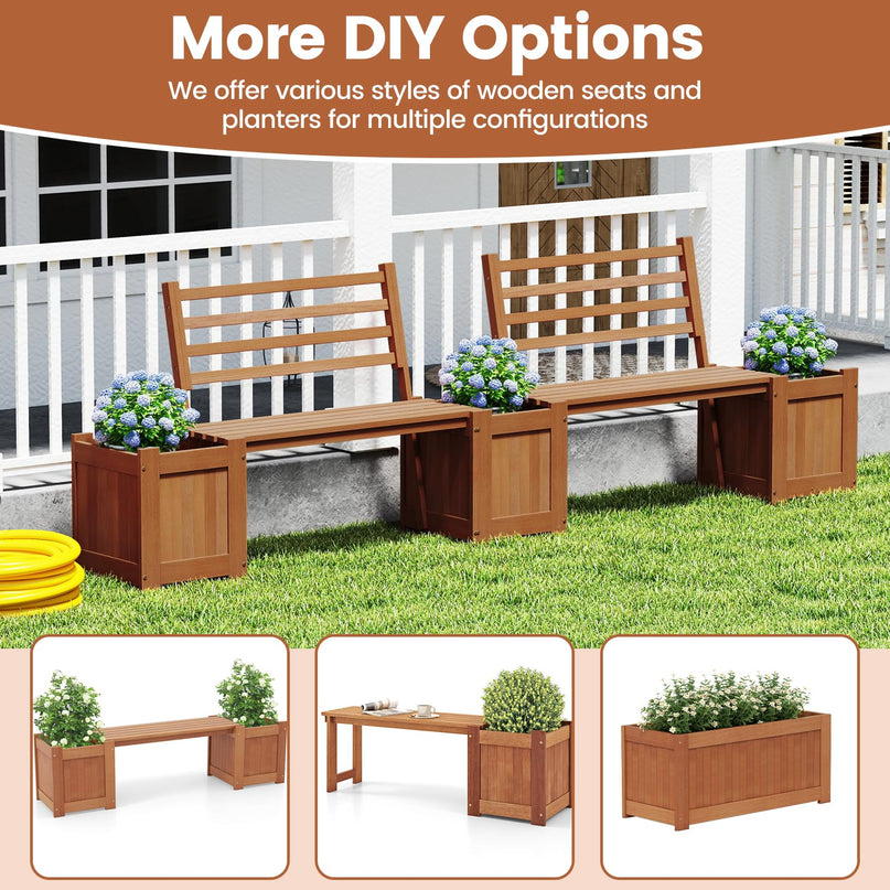 Giantex 2 in 1 Outdoor Bench with Backrest & 2 Raised Garden Beds