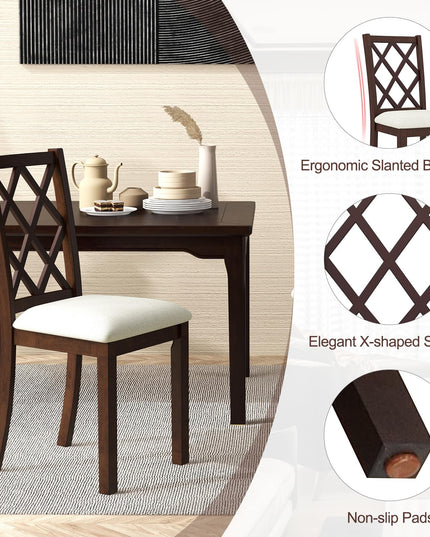 Giantex Wood Dining Chairs Set of 2, Farmhouse Kitchen Chair with Rubber Wood Legs, Max Load 400 Lbs