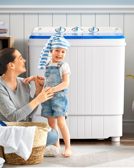 Giantex Portable Washing Machine, 17.6lbs Compact Portable Washer Twin Tub Combo with Pump Drain