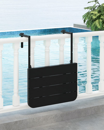 Giantex Outdoor Folding Hanging Table - Balcony Railing Table w/ 3-Level Height