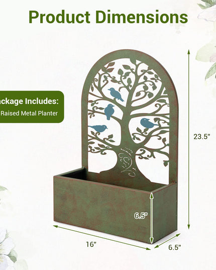 Giantex Raised Garden Bed Set of 2 - Wall-Mounted & Freestanding Decorative Planter Boxes with Trellises