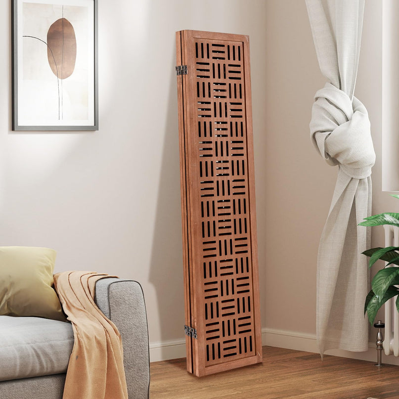 Giantex Room Divider - Folding Room Dividers with Carved Cutout Pattern & Solid Wood Frame