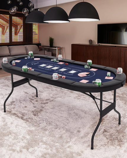 Giantex 8 Player Poker Table Foldable, 72" Portable Folding Texas Holdem Poker Tables w/Padded Rails