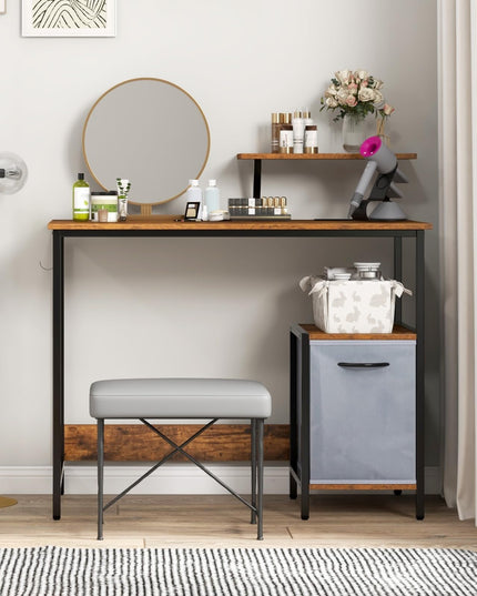 Giantex Computer Desk with Drawer and Power Outlet, Home Office Desk with Reversible Storage Drawer