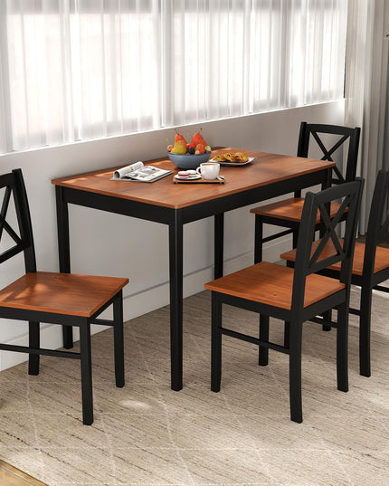 Giantex 5 Piece Dining Table Set for 4 with Rubber Wood Legs