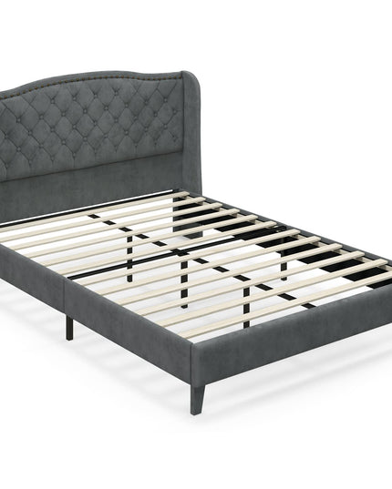 Giantex Velvet Upholstered Bed Frame