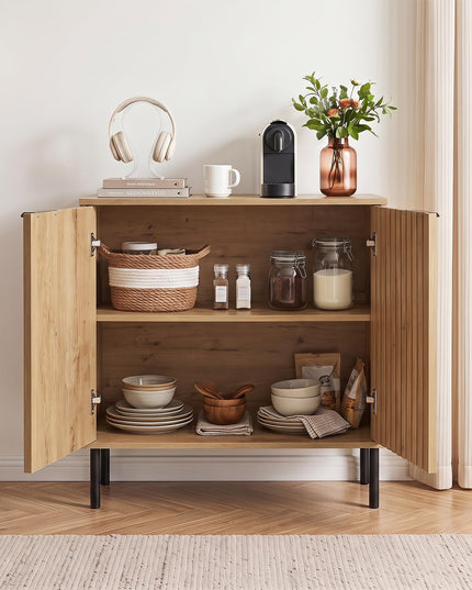 GIANTEX Fluted Buffet Cabinet | 2-Door Sideboard w/Storage