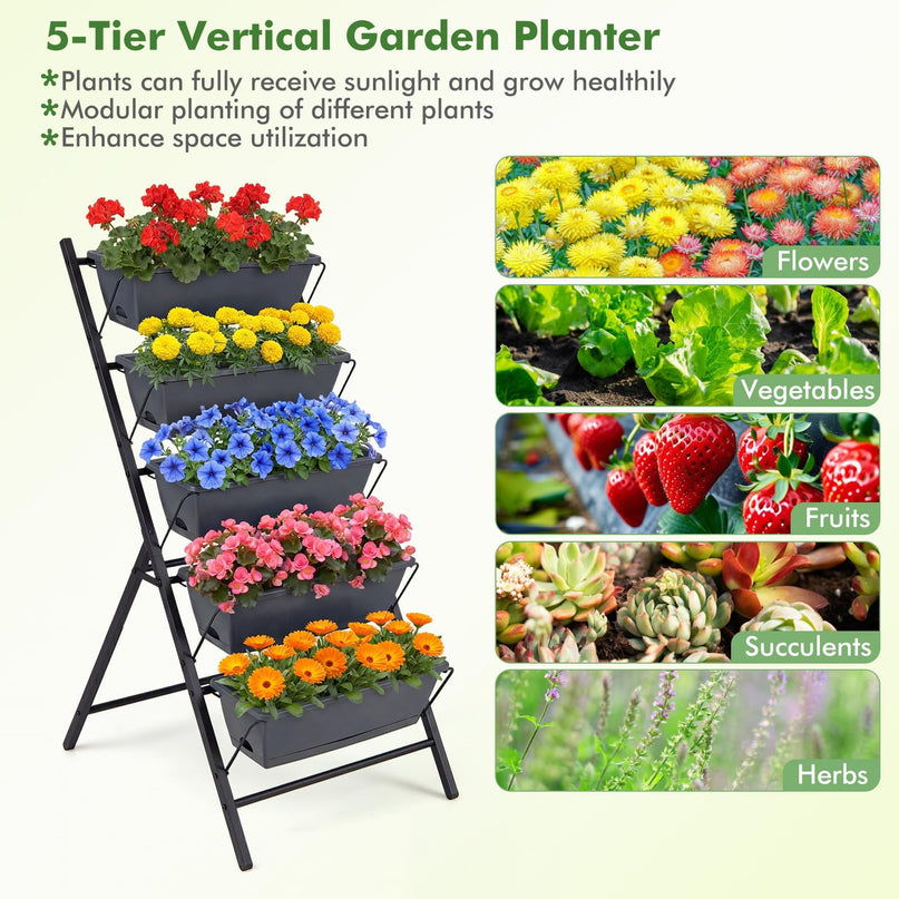 Giantex 5-Tier Vertical Garden Planter w/Drainage System & Removable Tray (1/2)