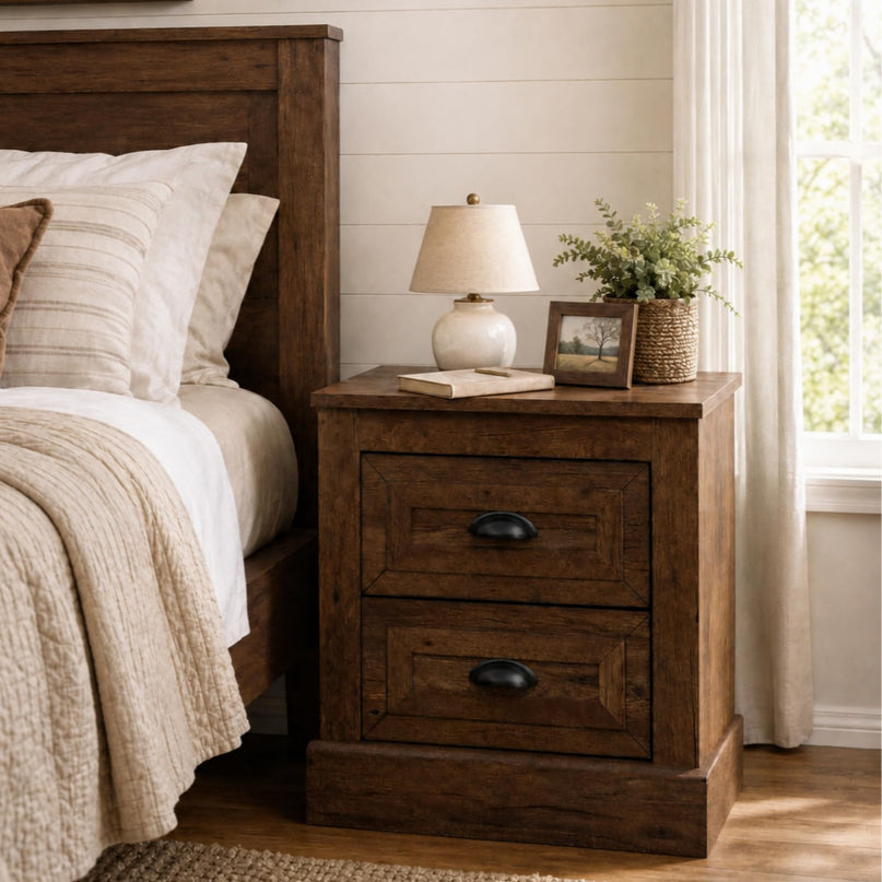 GIANTEX Farmhouse Nightstand 2-Drawer End Tables