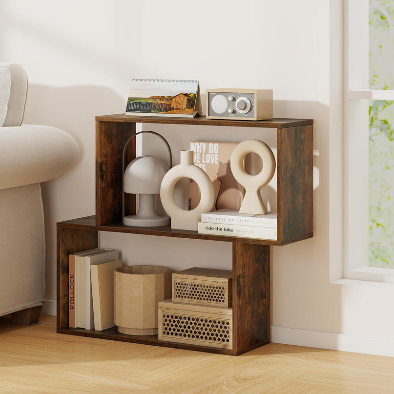 Giantex 3-Tier Bookshelf | Geometric Bookcase Side Table with Open Storage