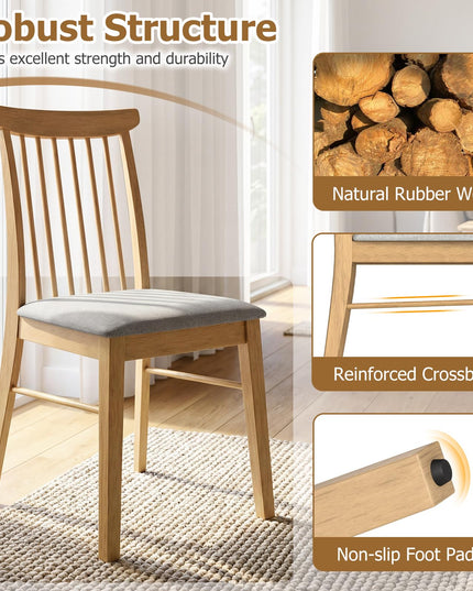 Giantex Fabric Upholstered Kitchen Armless Chairs w/Rubber Wood Frame
