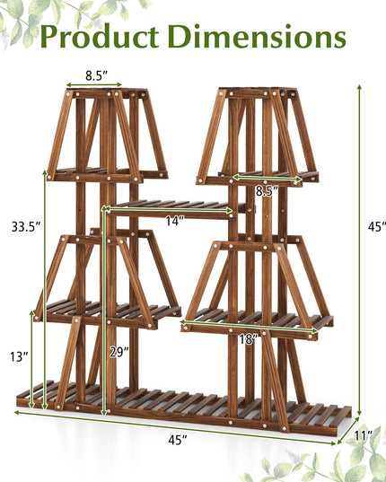 Giantex Wood Plant Stand, 5-Tier 10 Potted Trapezoid Plant Holder Rack for Multiple Plants