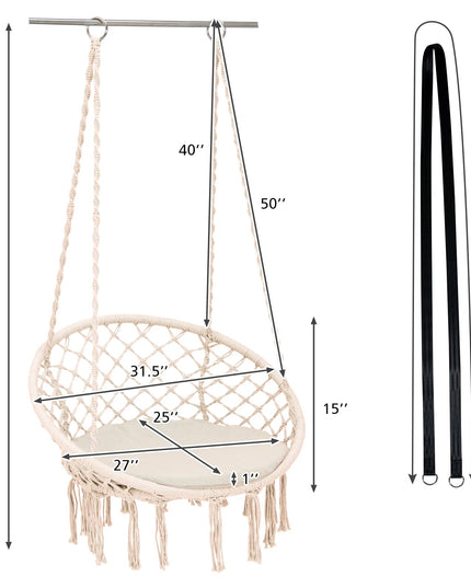 Hammock Chair Macrame Swing - Giantex