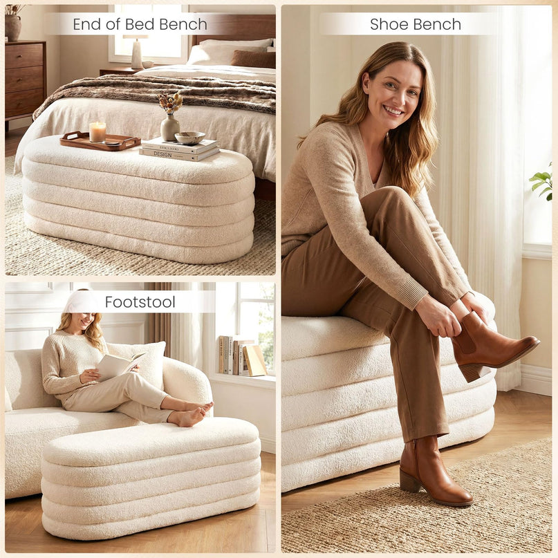 Giantex Upholstered Storage Ottoman Bench with 2 Safety Gas Struts Load 660 Lbs